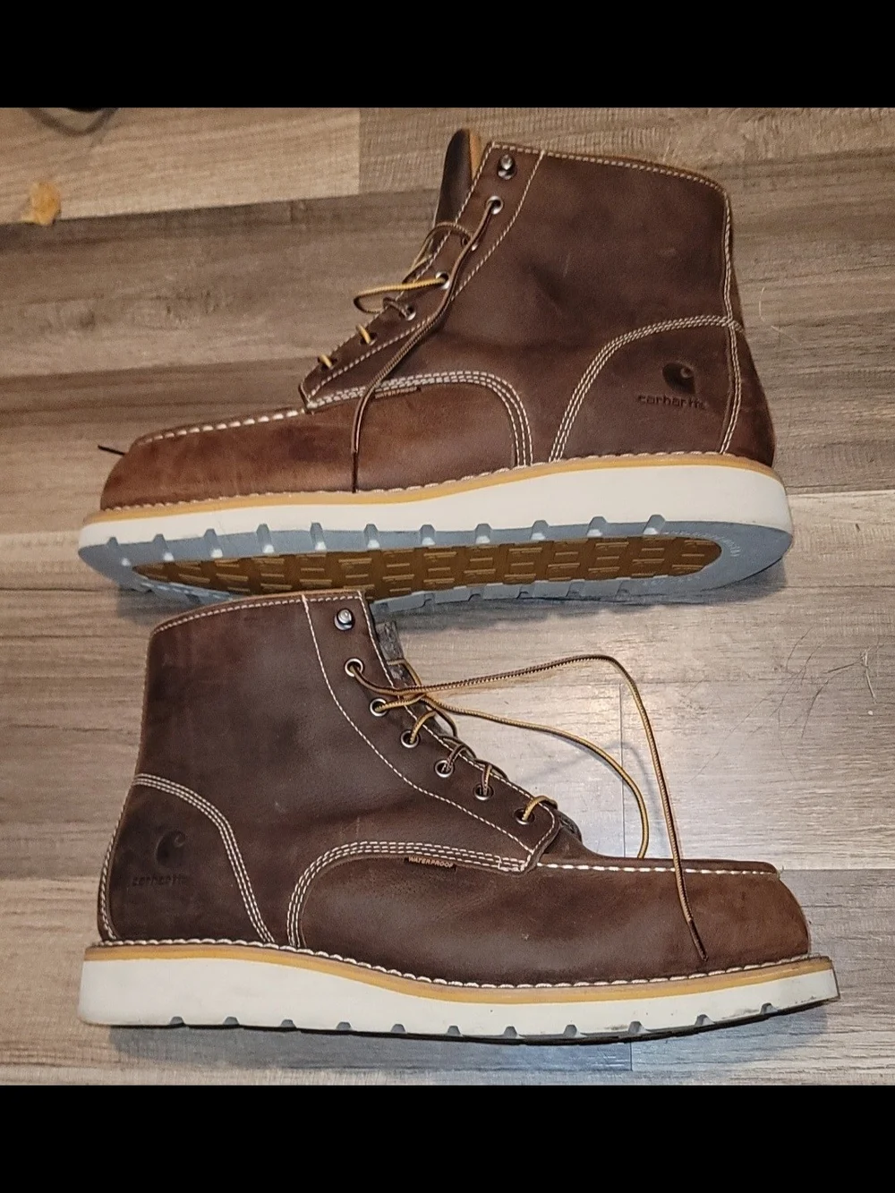 Carhartt Mens Size 13 Brown Moc Toe Waterproof Work Boots CMW6295 worn 2x